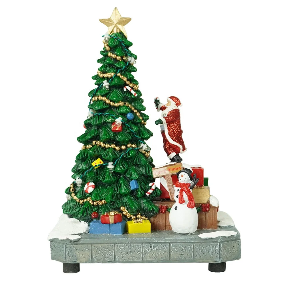 Wholesale new arrive seasonal noel Animated mult christmas village figurine christmas resin music CHRISTMAS VILLAGE
