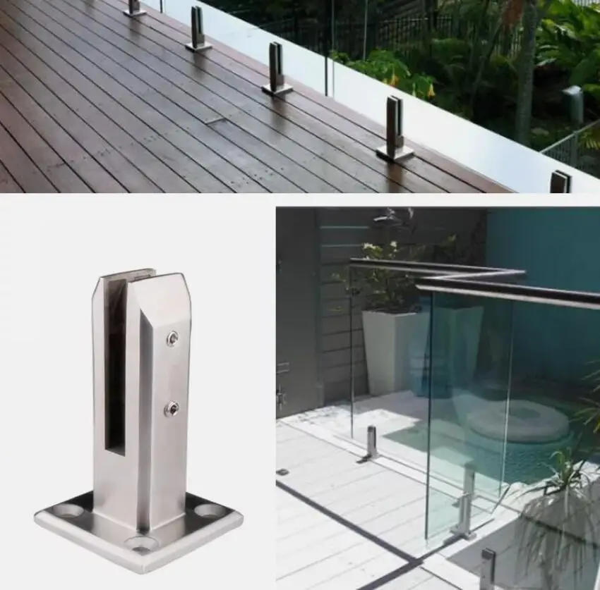 Railing Clamp Glass Clip Floor Standing Stairs Pool Spigots Balustrade