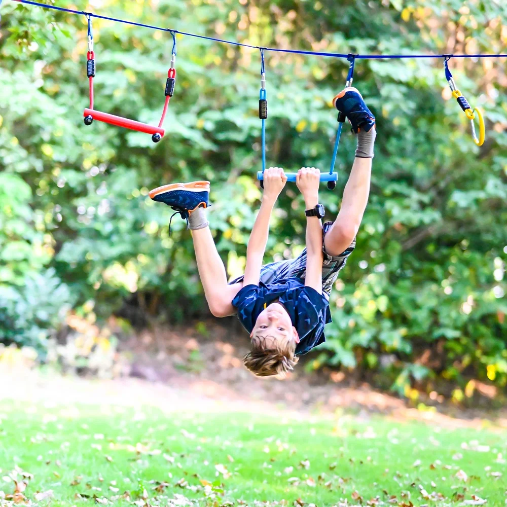 Ninja Obstacle Course for Kids Backyard, Double Weatherproof Slacklines and Accessories ninja course amusements