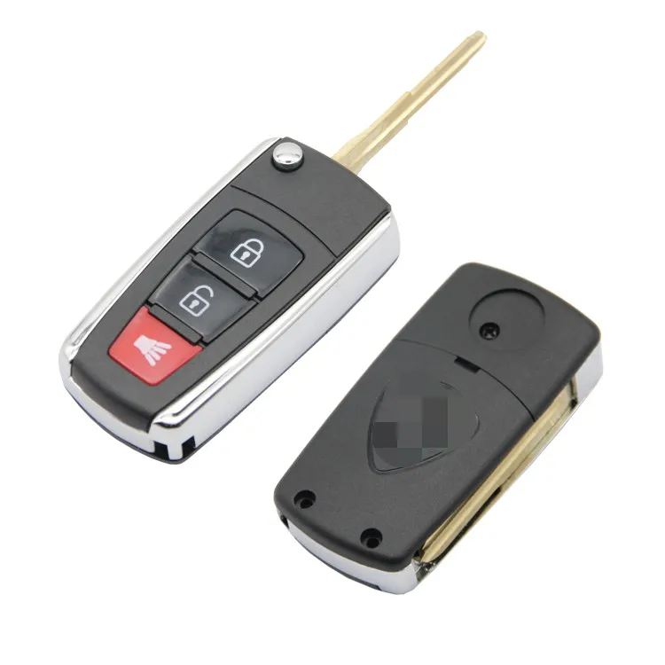 
Hot Sale Shiny Zinc Alloy Frame Smart Car Key Shell Transponder Car Key Case Flip key case with 3 Buttons 
