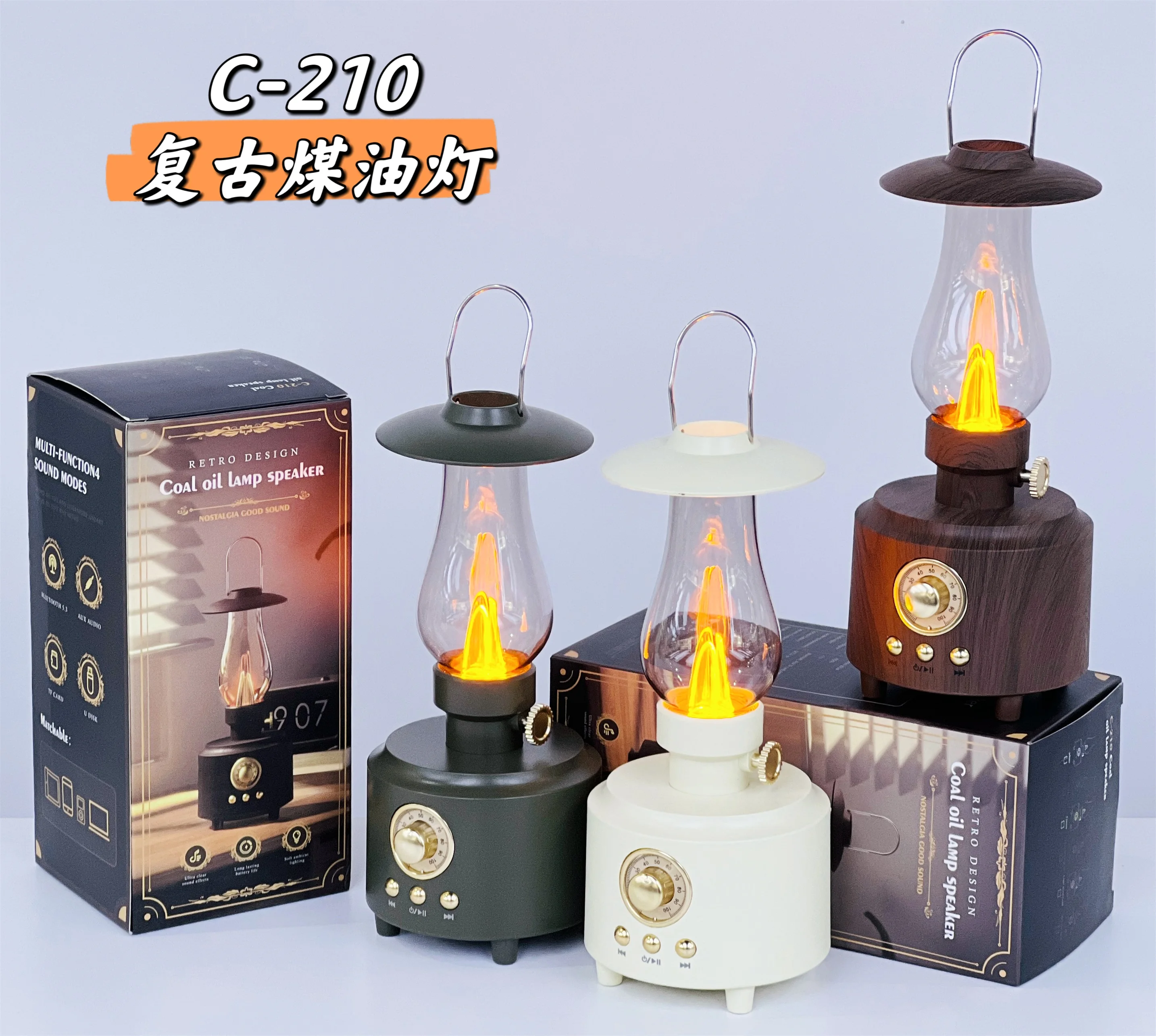 Portable Camping Lamp Bluetooth Speaker 5W Power 1200mAh Battery Classic Design with LED Lighting Portable Bluetooth Speaker