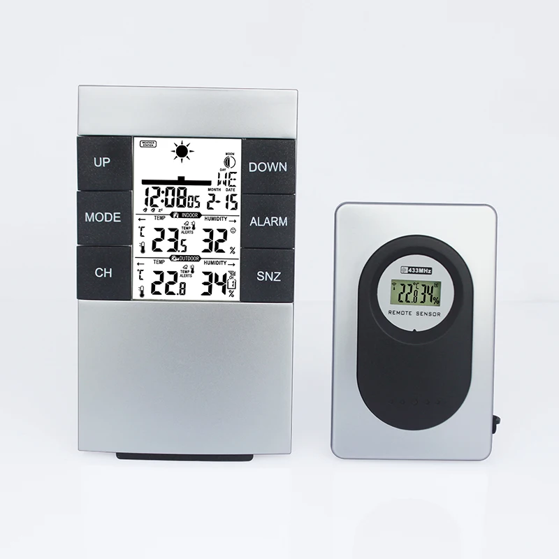 146G-light Digital  Wireless Weather Forecast  temperature Station LCD table alarm clock outdoor thermometer with backlight