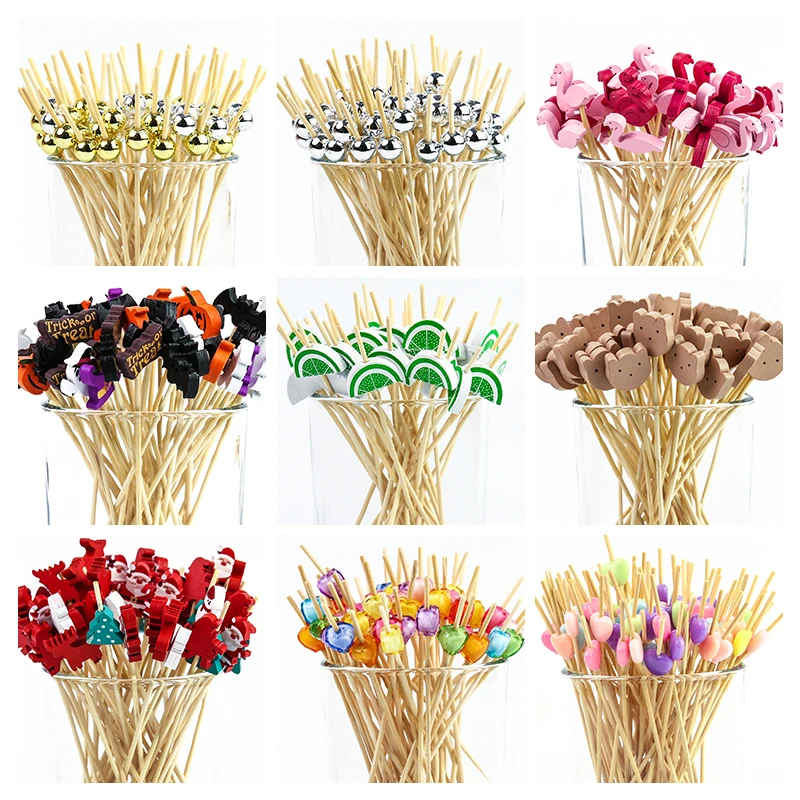 EVEN Hot biodegradable fruit picks bamboo picks decorative christmas picks for fruits and party use