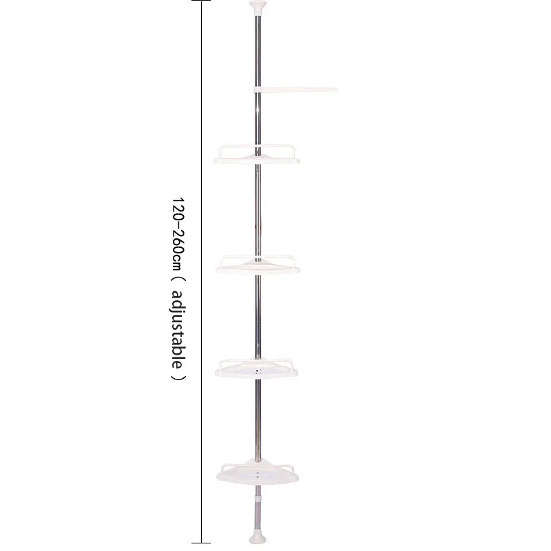 4 Tier Adjustable Telescopic Bathroom Corner Organizer Shelf Punch-Free Freestanding Bathroom Storage Rack