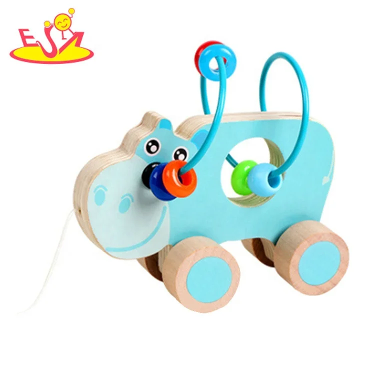 2023 New arrival elephant shape wooden toys bead maze for children W11B243