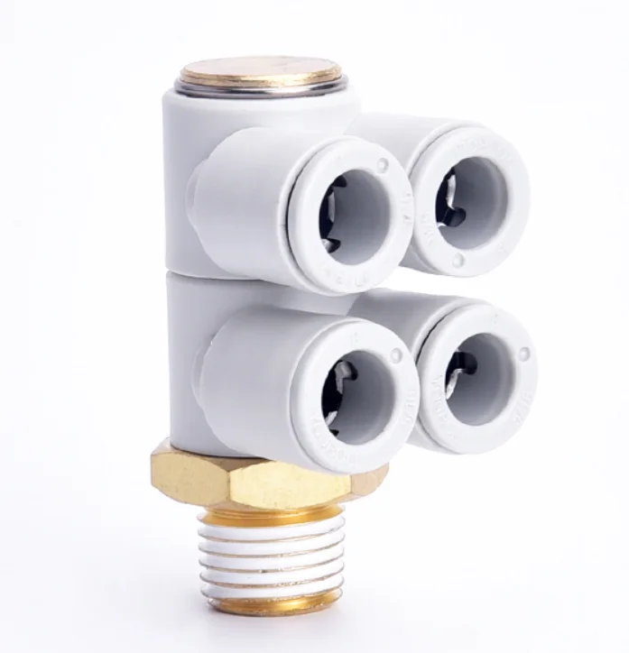 SMC original Genuine authentic Triple Branch Universal Male Elbow KQ2 air fittings KQ2ZT08-03AS