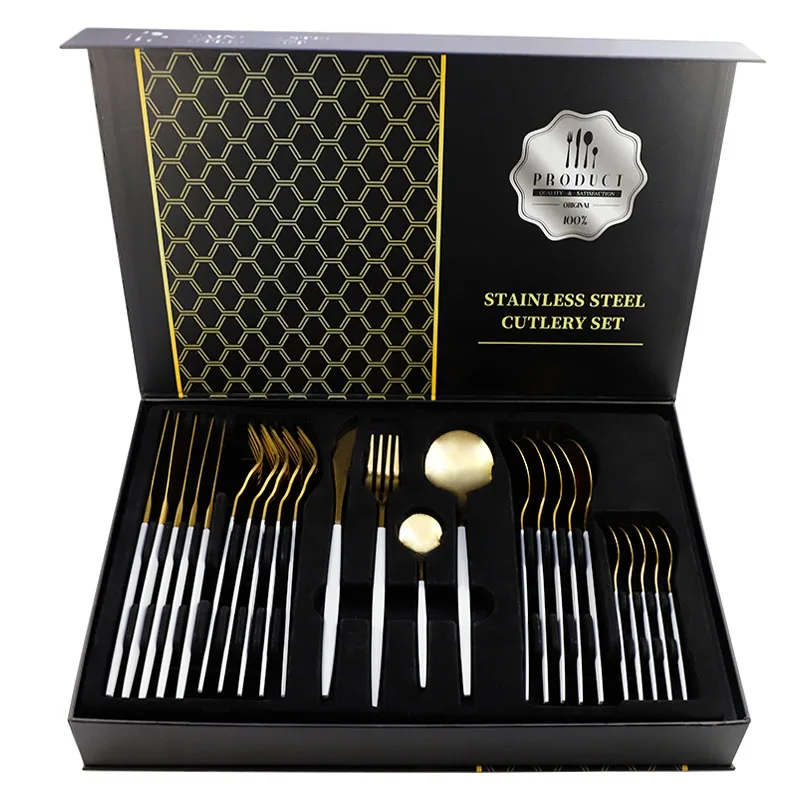 24 PIECE tableware gift set 304 stainless steel bright Portuguese tableware set