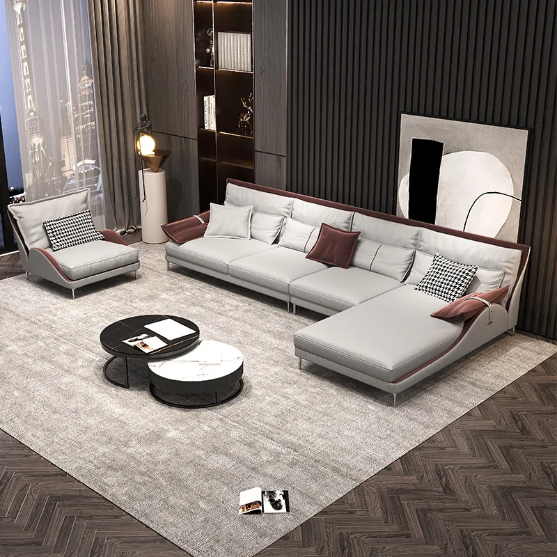 Italian style high quality modern white luxury couch leather sofa set et fournitures living room furniture