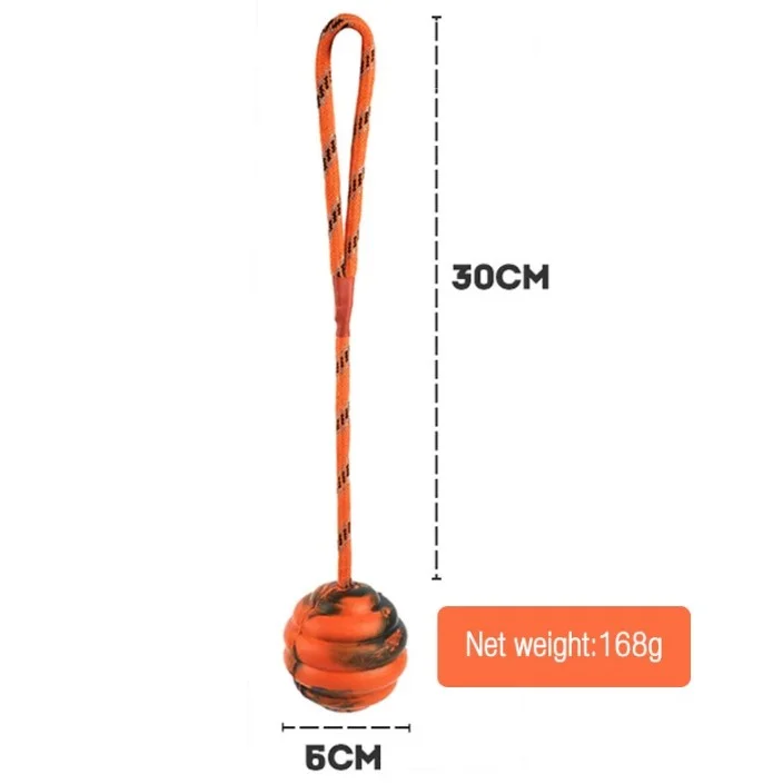 Natural Rubber Dog Interactive and Training Ball  Pet Toothbrush Toy Dog Chew Ball Toy with Rope