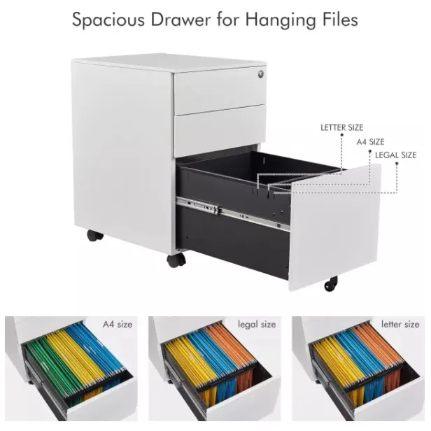 File cabinet with rolling wheels rolling file cabinet rolling track file cabinet Archivador rodante de 3 cajones