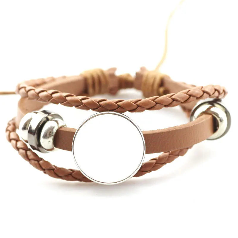 Wholesale Blank Leather Woven Wristlet DIY Printed Aluminum Blank Sublimation Bracelet