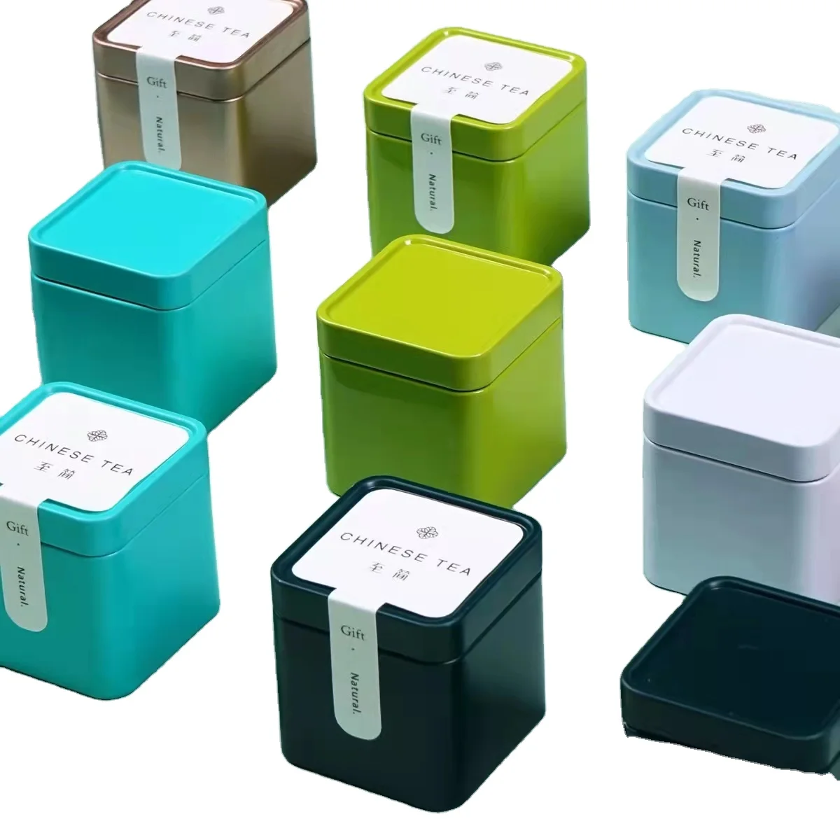 Stocked Matte Black Color Screw Top Seamless Mini Metal Can Small Square Tea Tin