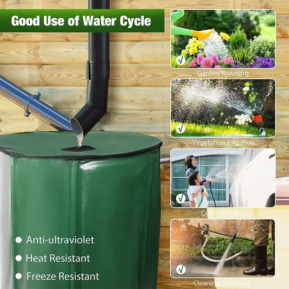 Rain Barrel Water Collector Portable Collapsible Rain Barrel Tank Water Storage Container Foldable Round Water Barrel