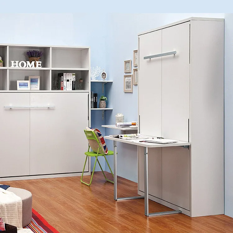Folding Vertical Hidden Wall Bed Hidden Wall Bed Space Saving Bedroom Furniture Murphy Beds with Desk