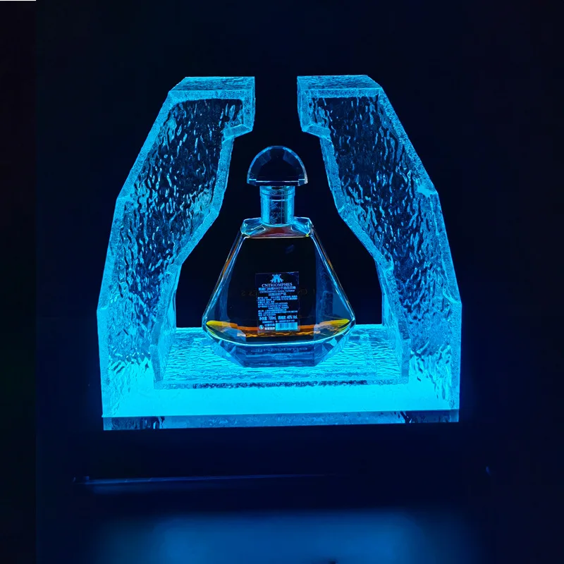 OEM Acrylic metal XO Martell holder glorifier VIP display shelf color changing LED bottle presenter for Lounge bar nightclub