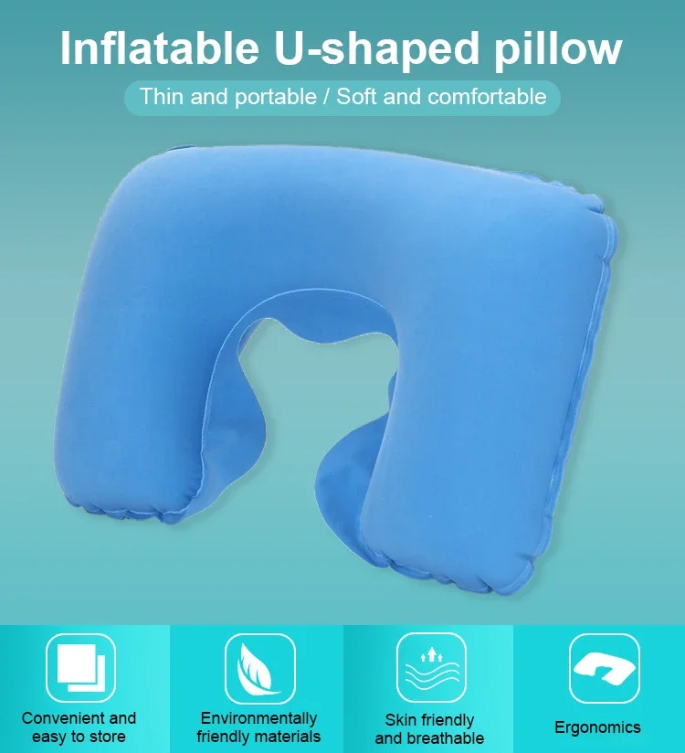 U-shaped Inflatable Travel Pillow Car Plane Flight Neck Head Support Cushion