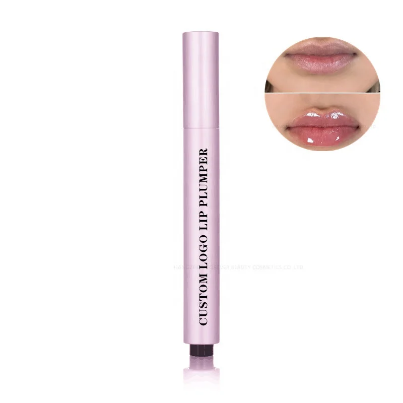 New Matte Pink Aluminium Click Lip Booster Volumising Hyaluronic Acid Extreme Lip Plumper Custom Label