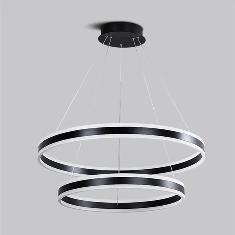 Black Base 2 Ring Pendent LED Chandelier 60W Dimbeautiful Bedroom Living Room Isolated Driver Ce Rohs Round Led Ceiling Light