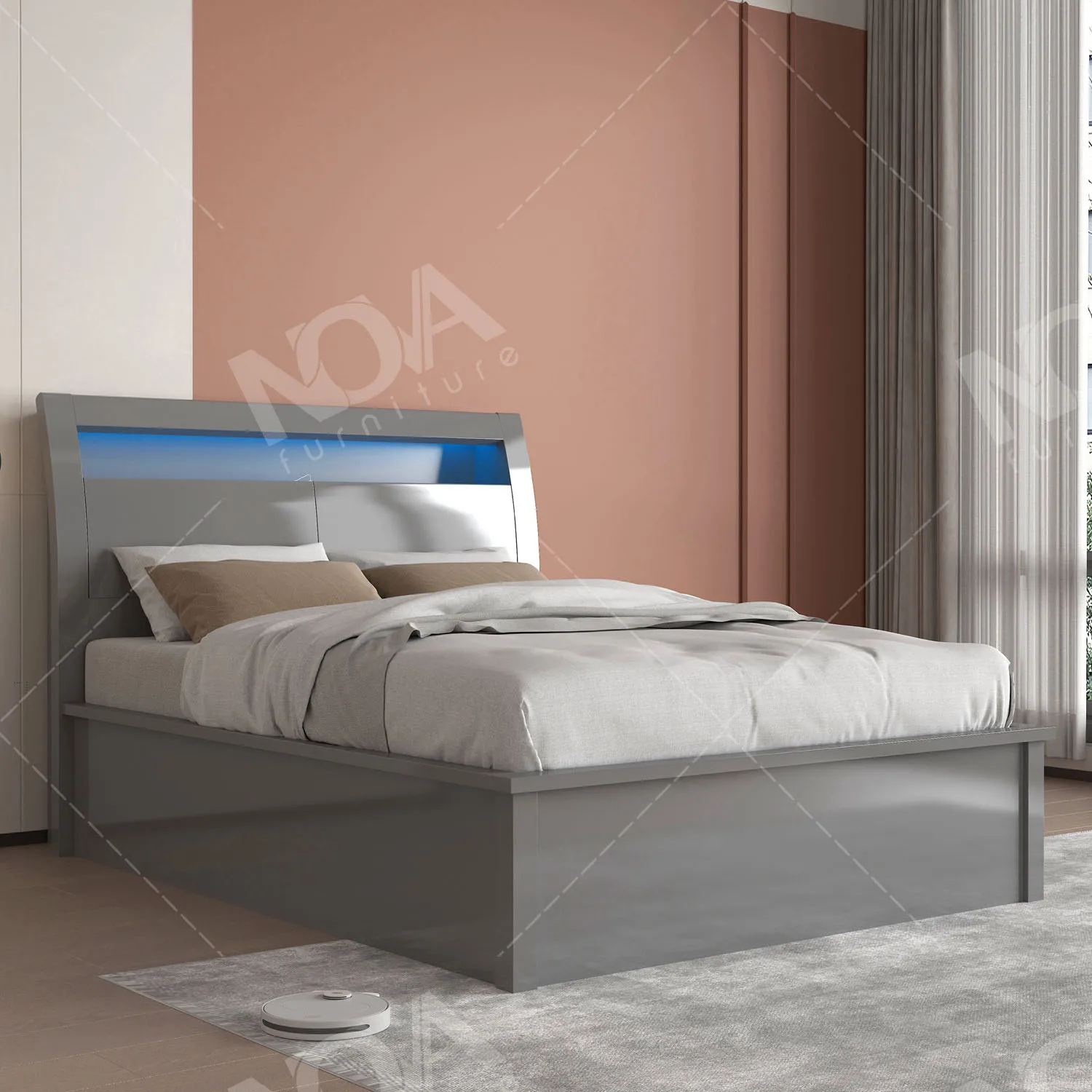 NOVA Hotel Bedroom Lift Up Storage Bed High Gloss Painting Master Bedroom Double Bed Modern Bedroom King Size Bed With Storage