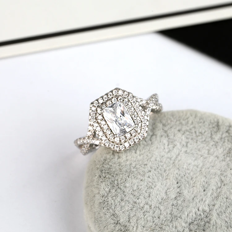 Luxury Fashion Women Jewelry Big Stone Rings Cubic Zirconia Ring 925 Sterling Silver Rings For Women