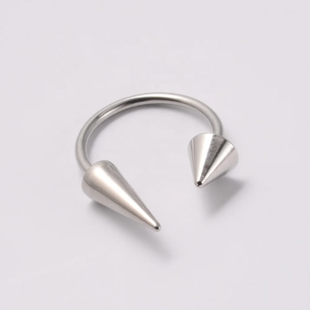 Surgical Steel Cone Lip Ring Personality Cool Punk Devil Horseshoe Unisex External Thread Body Piercing Jewelry
