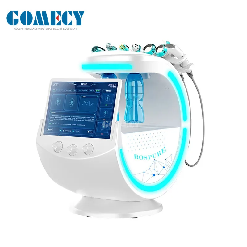 2021 New 7 in 1 hydrafacials Intelligent Ice Blue RF Hydra Oxygen Jet Water Peeling facial beauty machine with skin analyzer