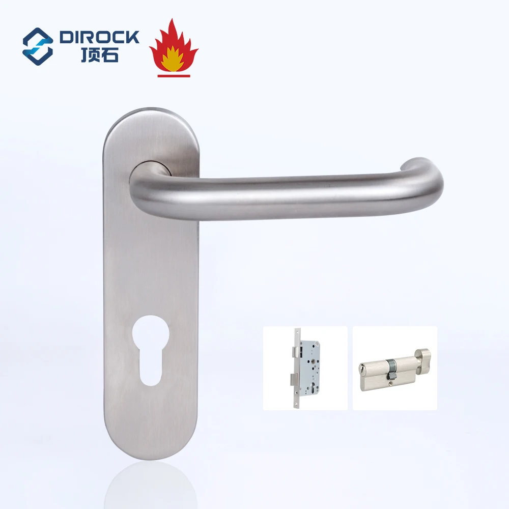 Fire door used 72mm center distance stainless steel wooden door plate handle Door Lever Long Plate