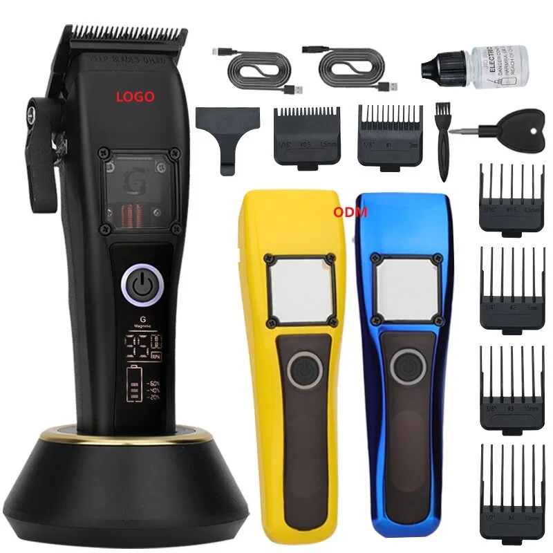 G-28 Custom Logo Barber Salon Professional Hair Clipper Set 10000 rpm With Charging Base Ceramic Blade Magnet Motor