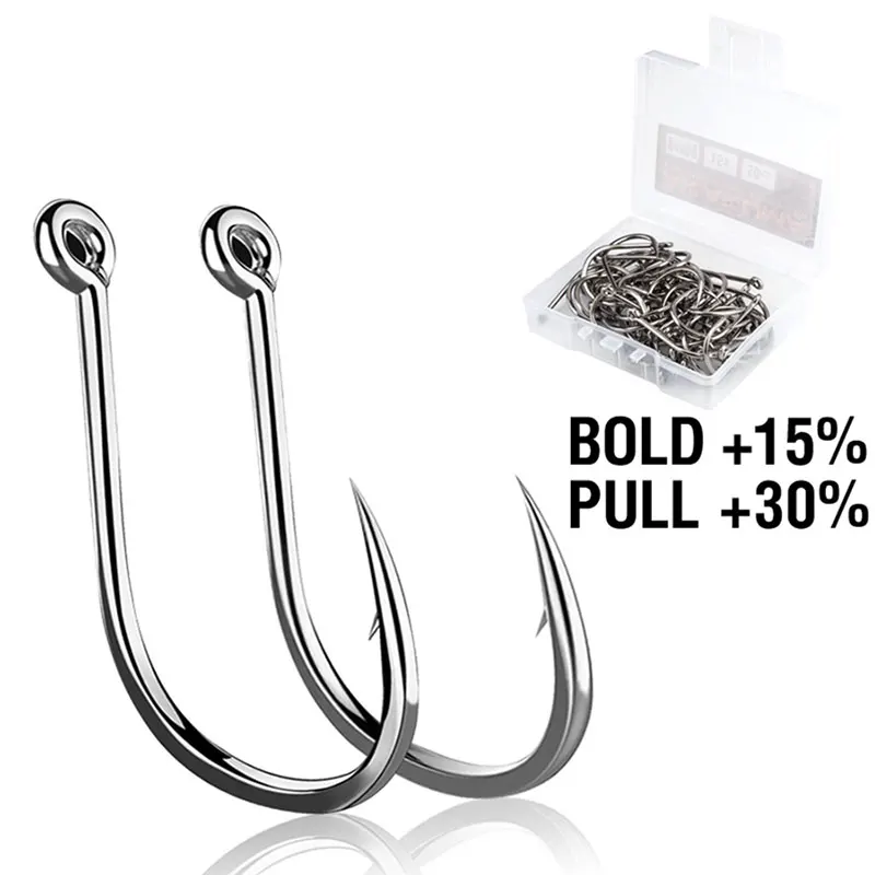 TOPIND 100pcs/Box Bass Pike Carp Beach Sea Boat Barbed High Carbon Saltwater Fishing Hooks