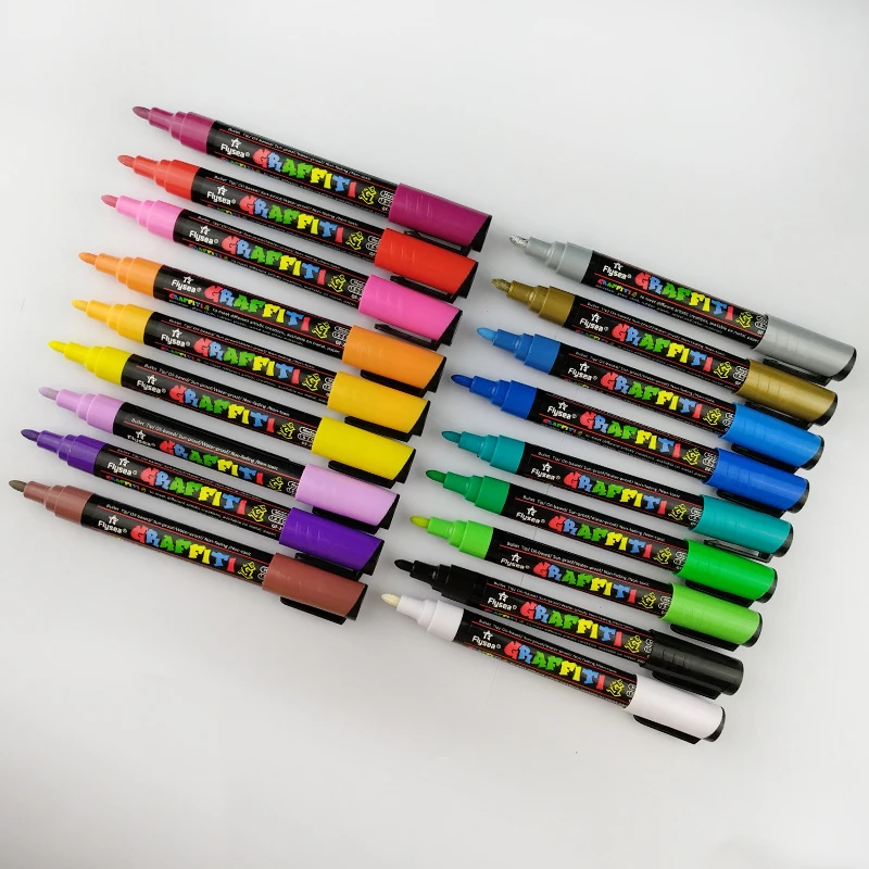 Medium tip 18 pack Marker Pen Set Graffiti Acrylic Permanent ink Paint Markers