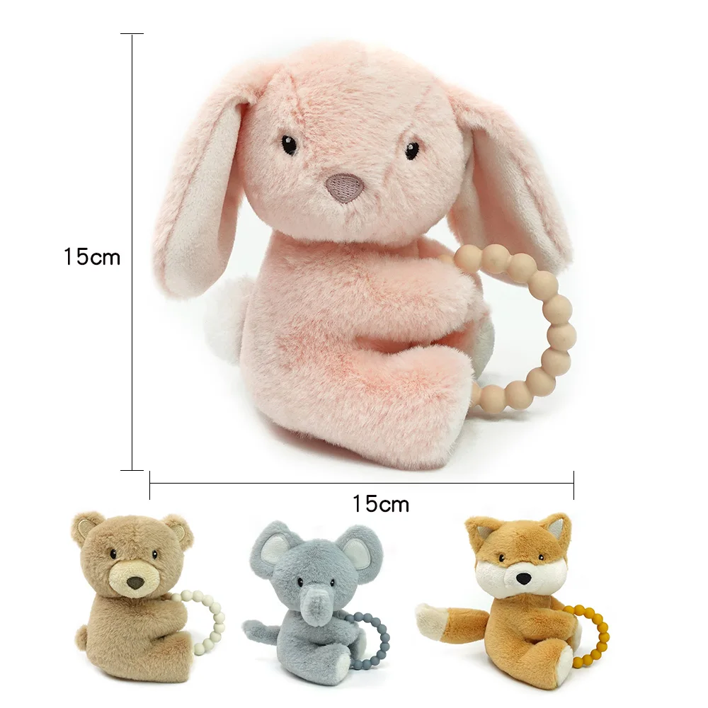 Wolife Original Design Baby Plush Toy With Teethers Newborn Soothing Toy Plush Elephant Stroller Soft Security Hanging Toys