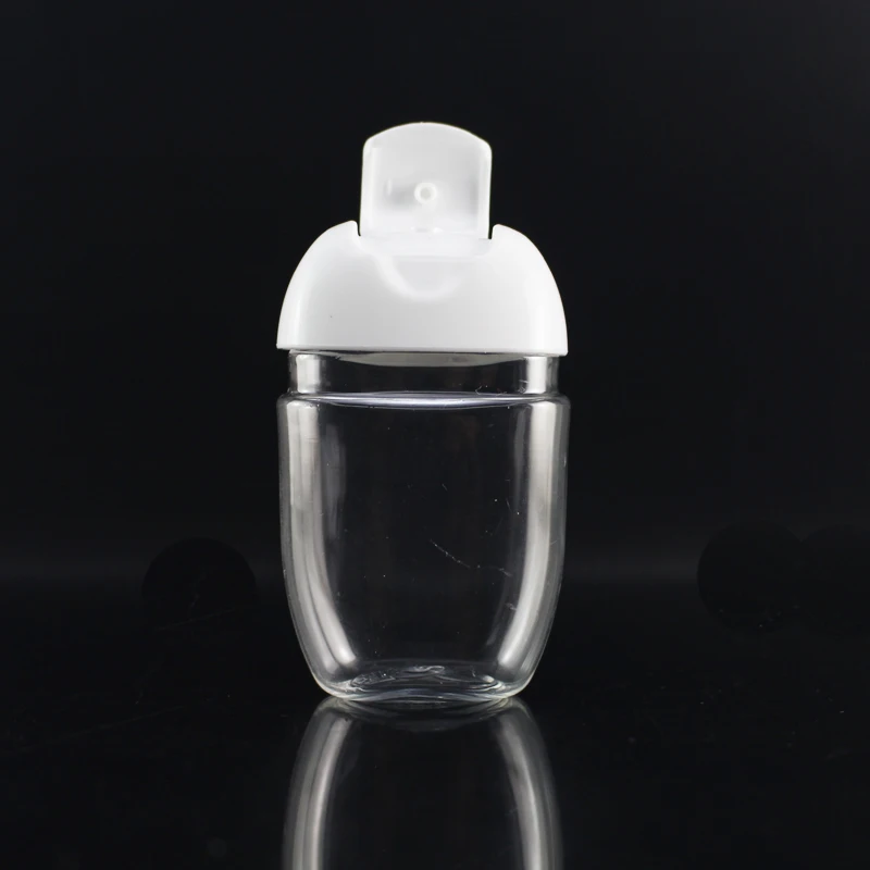 Custom Logo label Travel Clear Hand Sanitizing Dispenser Bottle 30ml Flat Plastic PET Hand Sanitizer Bottle With Flip Top Cap