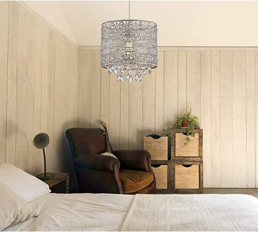 Round Shade Fitting Universal home decorative Sparkling Crystal Jewel Droplets Chandelier Ceiling pendant light