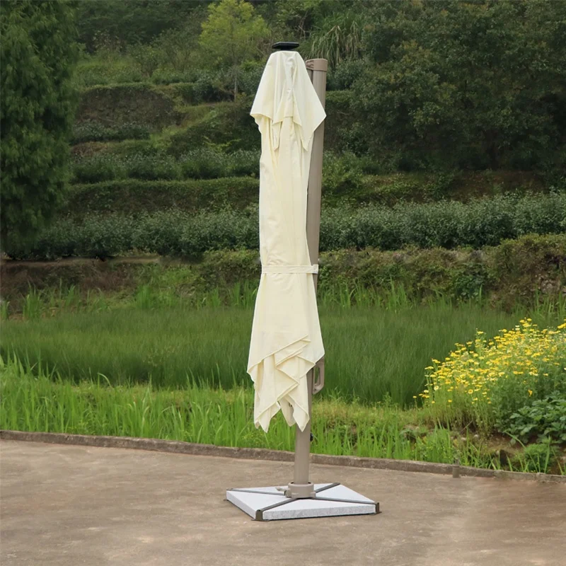 Patio Outdoor Garden Furniture  Roma Hanging Sunshade Parasol Sun Umbrella With Solar Lights