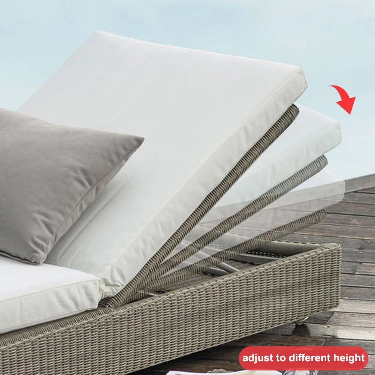 Synthetic Wicker Outdoor Furniture Poly Rattan Sun Lounger Setting Pool Rattan Patio Chaise Lounge
