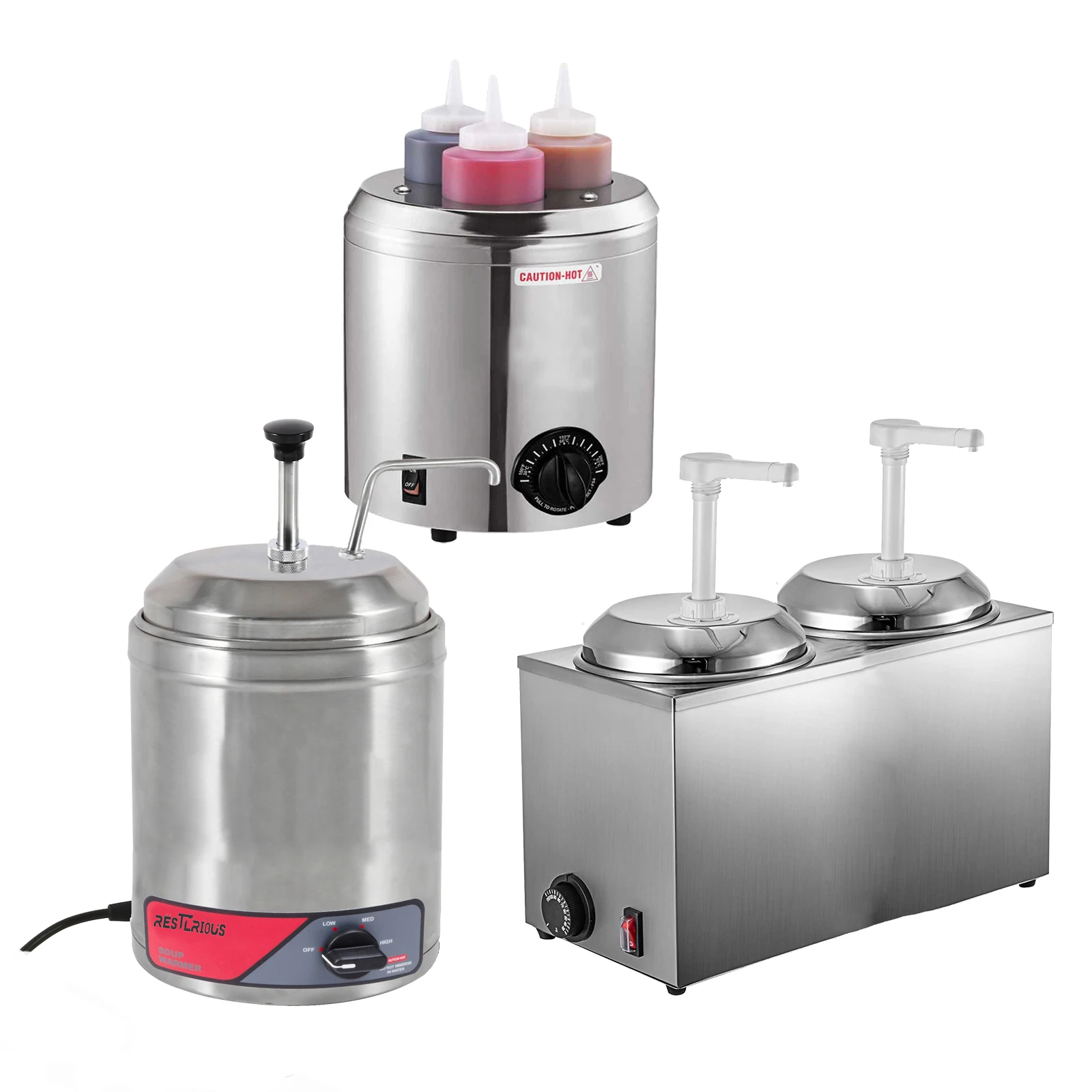 New  & Various Design Electric Condiment, Topping, chocolate & Sauce Warmers with Spout and Pump