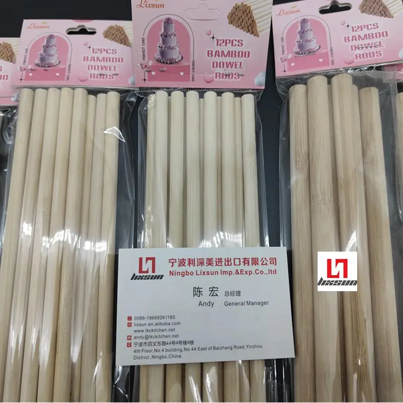 Lixsun DIY Decoration Wooden Bamboo Cake Dowels Rods for Tiered Cake Construction and Stacking Supporting Cake Decorating Tools
