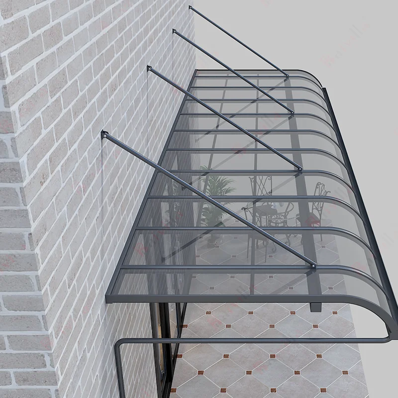 Roman column design aluminum frame awning system luxury outdoor polycarbonate panels slant roofing waterproof