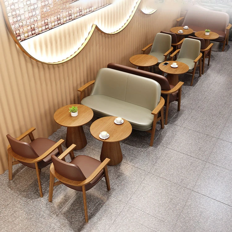 OEM Restaurant Design Wood Dining Tables and Chairs Restaurant Seating Booth