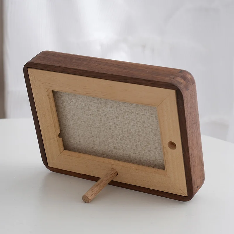 Hot Sale Factory  wholesale High Quality Novel Design Solid Wood  Craft Frame Black Walnut Photo Frame Decorative Swing Table