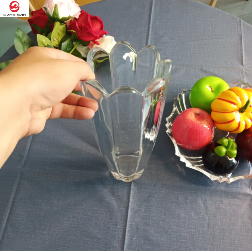 250mm crystal modern rock pattern style flower glass vase wholesale  glass vases wedding centerpiece clear