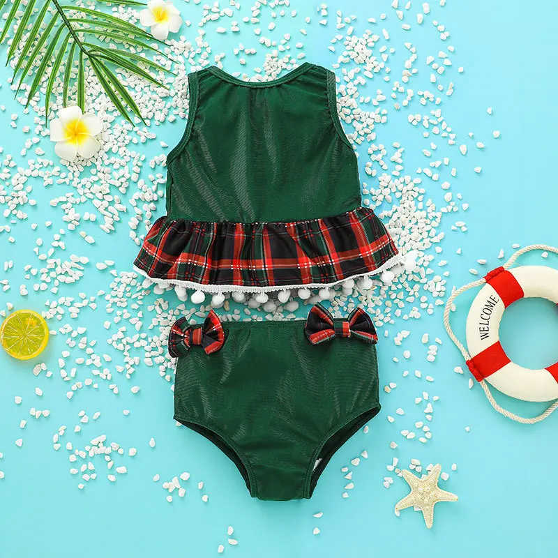 Купальный костюм Sunny Baby в европейском и американском стиле для маленьких девочек сексуальный купальник новинка 2022 года топ без рукавов + трусы комплект из двух