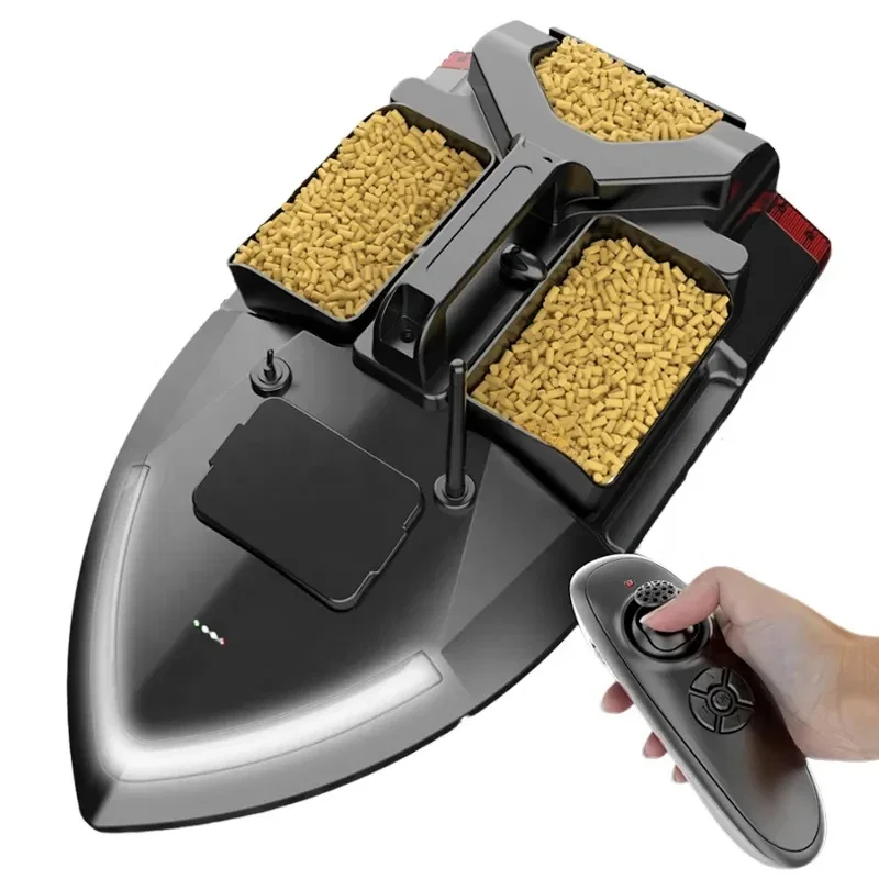 V801 Electric Wireless Remote Control Bait Boat 500m Range 2KG Load Dual Motors LED Lights for Night Fishing Fixed Speed Cruise