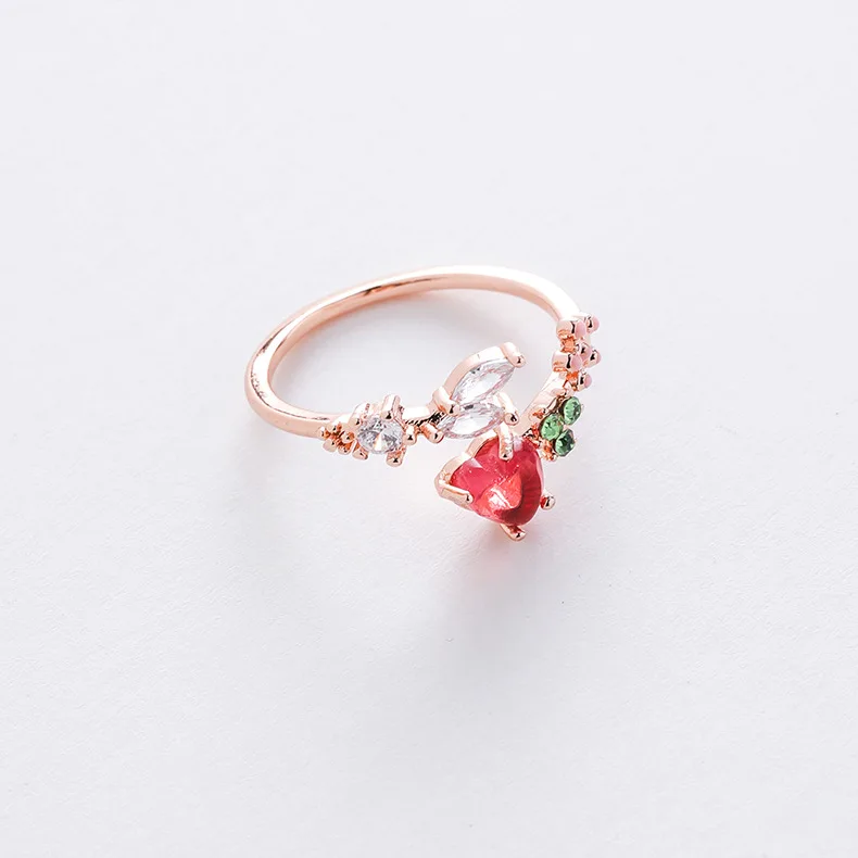Wholesale Fashion Elegant Micro-inlaid Crystal Colorful Zircon Heart Flower Shaped Ring