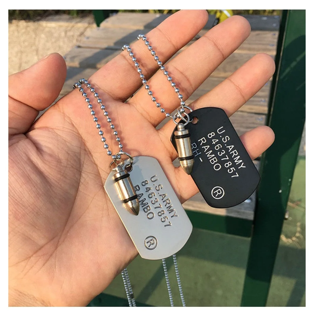 Bullet Necklace New Necklace Dog Tags Ball Chain Hip Hop Chains Cool metal Dog Tags For Men Gifts