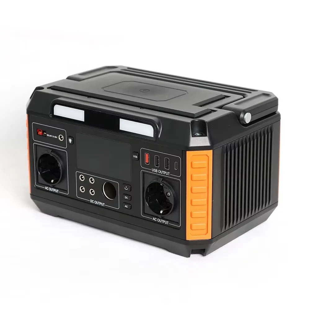 600W 520Wh Lithium Battery Solar Generator with Cigarette Lighter Port and Wireless Charging for Smartphones and Road Trips
