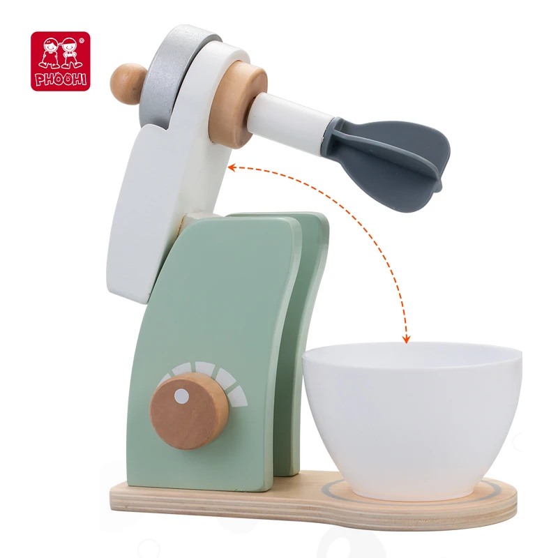 Baby Wooden Kitchen Mixer Blender Toy Wooden Pretend Blender Play Toys For Kids