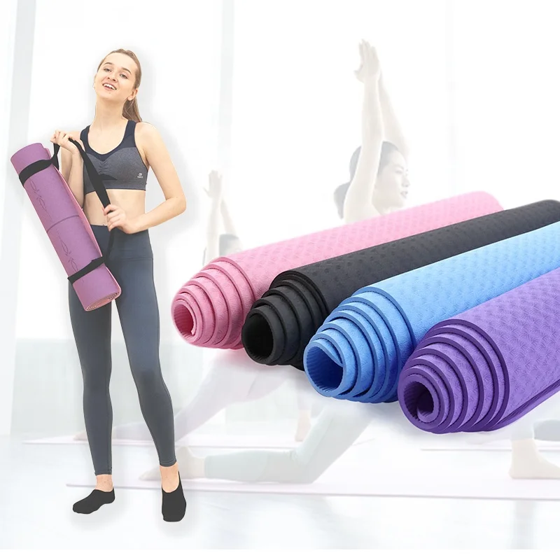 High quality waterproof PU TPE PVC NBR exercise yoga mat personalizable foam14mm nylon  factory