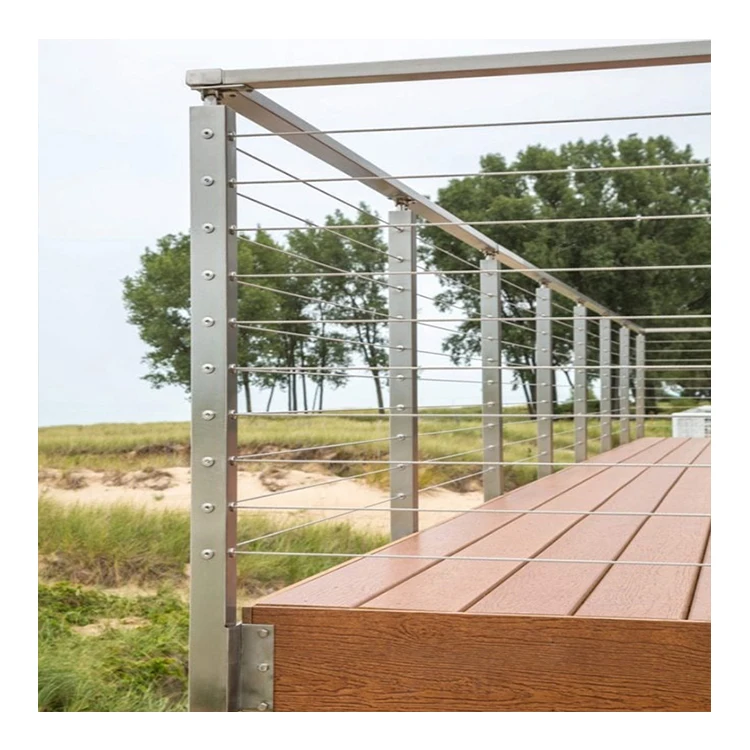 EKOO Cable Railing Deck Side Mounted Post Square Brushed 36'x2'x2' Stainless Steel Pre-Drilled for Veranda Balcony Railing