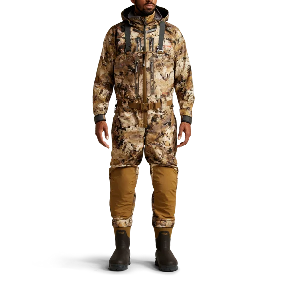 Langland Neoprene Nylon Breathable Camo Chest Wader Front Zipper and Removable Cotton Liner for Hunting and Fishing